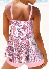 Paisley Print Pink Double Straps Tankini Set | thumb picture 