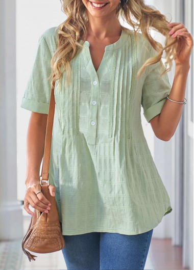  Modlily-Women's Clothing > Tops > Blouses&Shirts-COLOR-Light Green