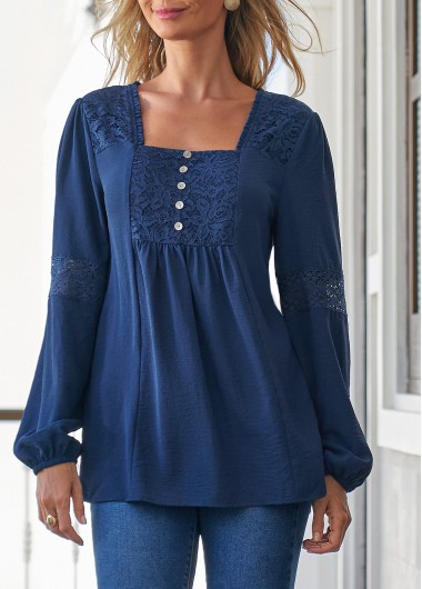  Modlily-Women's Clothing > Tops > Blouses&Shirts-COLOR-Navy