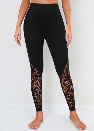Lace Stitching Black Skinny High Waisted Leggings     2nd 10%, 3rd 20%, 4th 40%