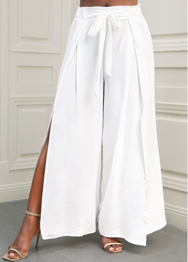 White Tie Front Side Slit Pants     2nd 10%, 3rd 20%, 4th 40%