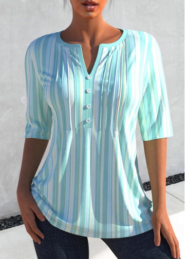  Modlily-Women's Clothing > Tops > Blouses&Shirts-COLOR-Cyan