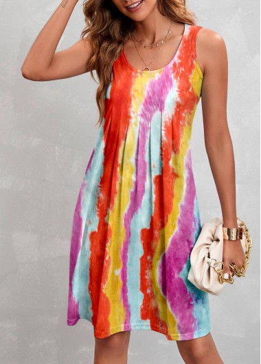 Sleeveless Multi Color Pleated Design Dress  -  2nd 10%, 3rd 20%, 4th 40%