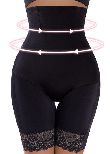 women clothes image of High Waisted Lace Stitching Black Shapewear