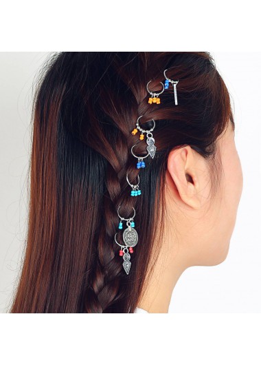Beads Design Metal Detail Letter Pendant Hairpin Set     