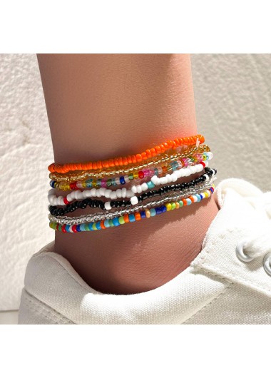 Bohemia Design Multi Color Beads Anklet Set     