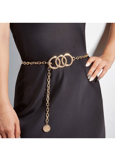 Chain Design Metal Detail Gold Belt     