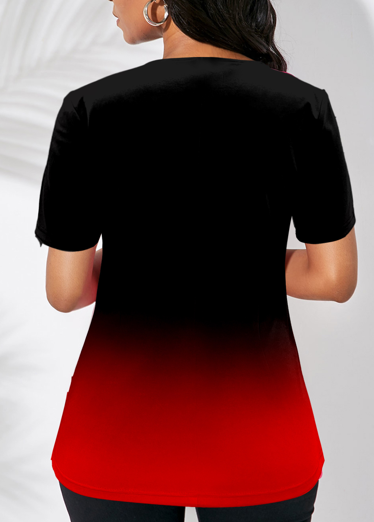 Red Asymmetric Hem Short Sleeve T Shirt