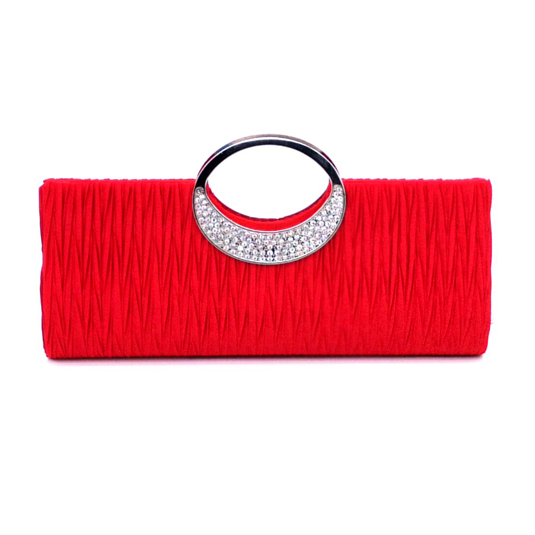 Red Fold Rhinestone Design Evening Bag