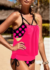Polka Dot Hot Pink Tie Tankini Set | thumb picture 