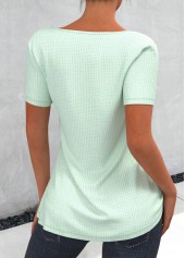 Waffle Knit Chiffon Panel Light Green T Shirt | thumb picture 