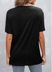 Hot Stamping Letter Black Round Neck T Shirt | thumb picture 