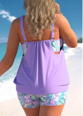 Floral Print Light Purple Plus Size Tankini Set | thumb picture 