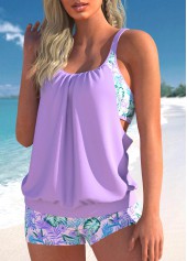 Light Purple Cutout Fold Tankini Set | thumb picture 