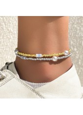 Gold Beads Design Contrast Layered Detail Anklet