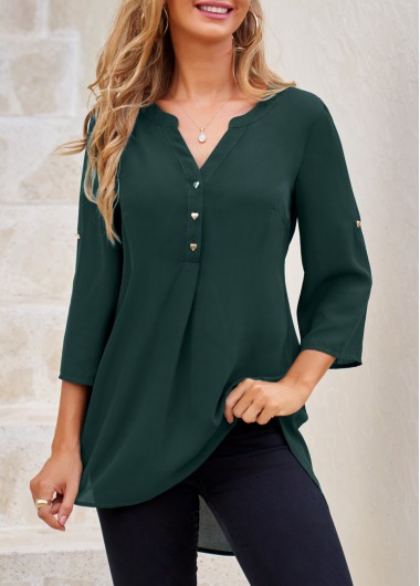  Modlily-Women's Clothing > Tops > Blouses&Shirts-COLOR-Blackish Green