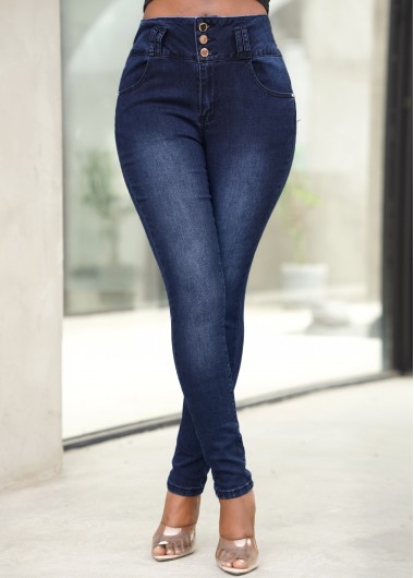 Dark Blue Pocket Mid Waist Jeans     2nd 10%, 3rd 20%, 4th 40%