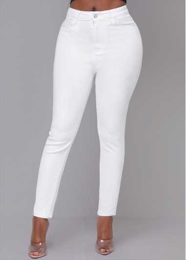 White Skinny Zipper Fly High Waisted Pants     2nd 10%, 3rd 20%, 4th 40%