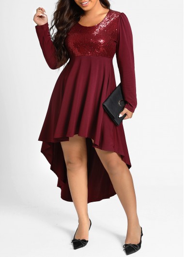  Modlily-Plus Size > Plus Size Dresses-COLOR-Wine Red