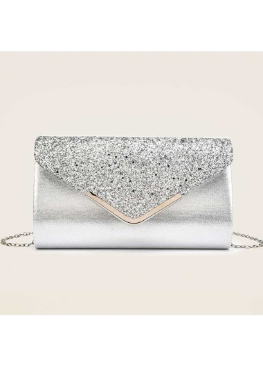 Sequin Design Silver Magnetic Evening Bag     