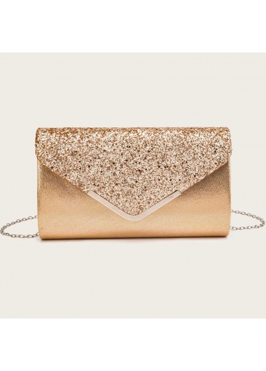 Sequin Design Gold Detail Magnetic Evening Bag     