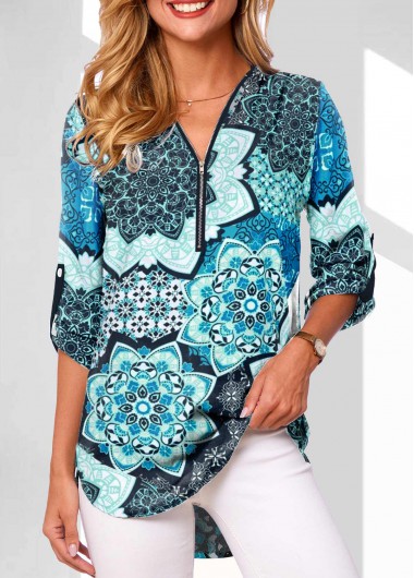  Modlily-Women's Clothing > Tops > Blouses&Shirts-COLOR-Blue