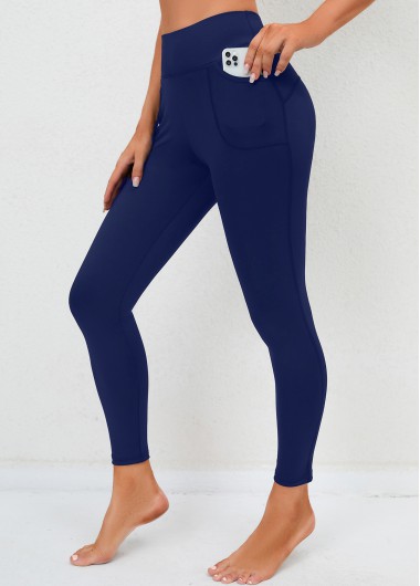 High Waisted Skinny Double Side Pockets Navy Leggings     2nd 10%, 3rd 20%, 4th 40%