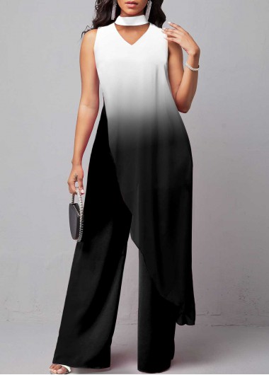 Black Ombre Overlay Cutout Sleeveless Jumpsuit     2nd 10%, 3rd 20%, 4th 40%