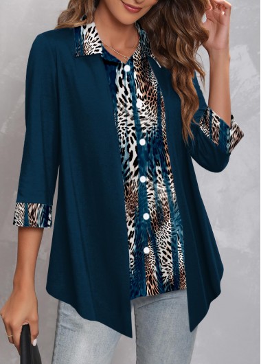  Modlily-Women's Clothing > Tops > Blouses&Shirts-COLOR-Dark Blue