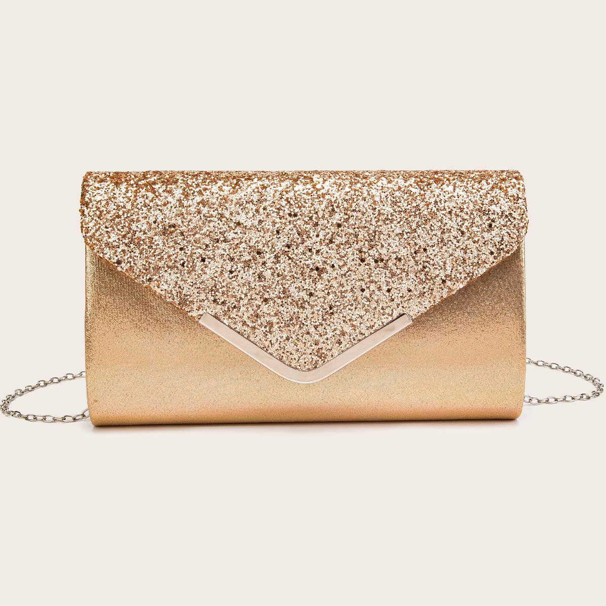 Sequin Design Gold Detail Magnetic Evening Bag