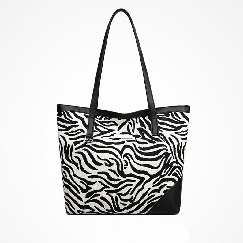 Oxford Zebra Print Black Tote Bag