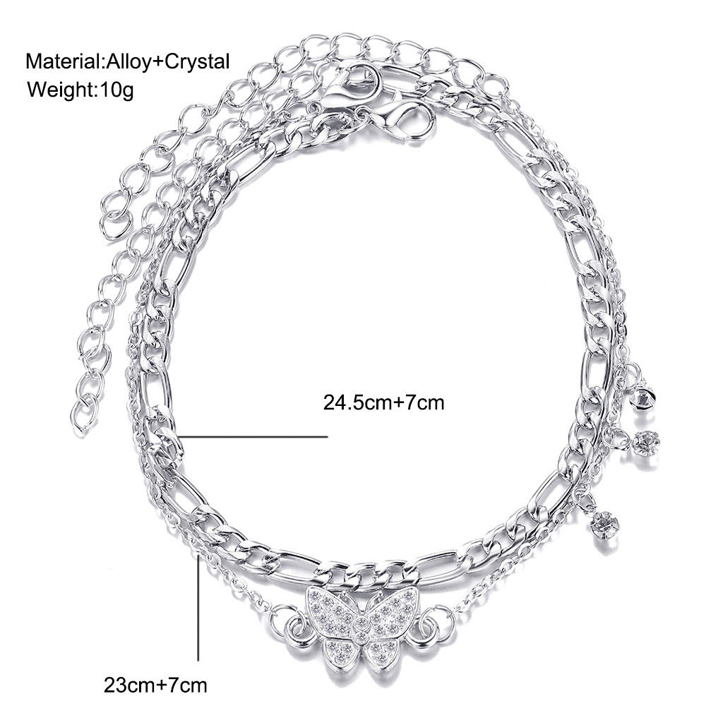 Silvery White Butterfly Rhinestone Anklet Set | picture 