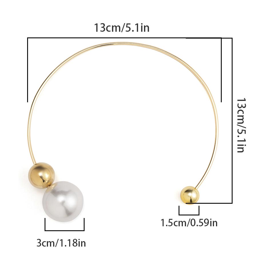 Gold Asymmetrical Pearl Design Metal Necklace
