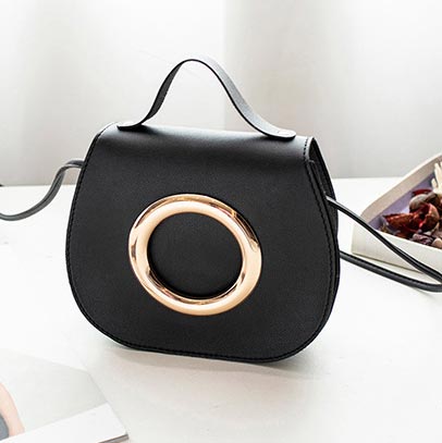 Black Magnetic PU Design Shoulder Bag