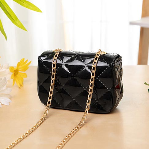 Black Turnlock Chains Detail Shoulder Bag