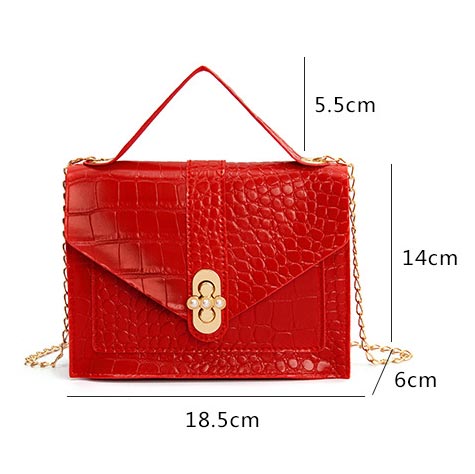 Red Turnlock Chains Design Shoulder Bag