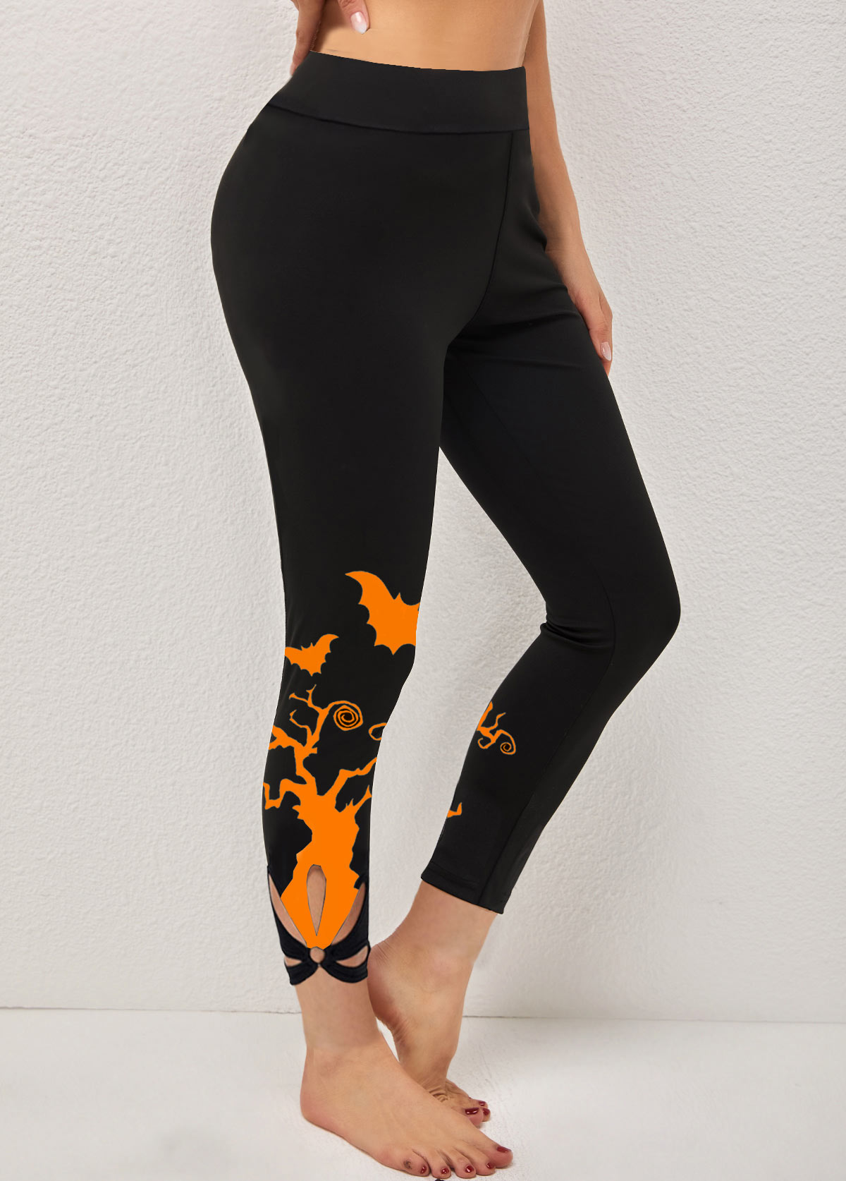 Orange Halloween Print High Waisted Legging