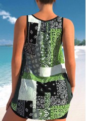 Bowknot Blackish Green Paisley Print Tankini Top-No Bottom | picture 2