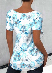 Floral Print Flounce Mint Green T Shirt | thumb picture 