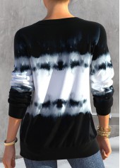 Split Neck Tie Dye Print Black Sweatshirt | thumb picture 