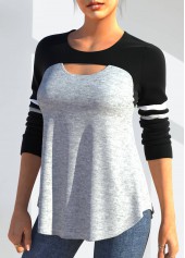 Long Sleeve Black Cutout Detail T Shirt | thumb picture 