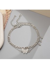 Silvery White Butterfly Rhinestone Anklet Set | thumb picture 