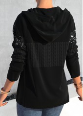 Black Sequin Long Sleeve Asymmetric Hem Hoodie | thumb picture 