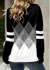 Black Geometric Print Long Sleeve Cowl Neck Sweatshirt | thumb picture 