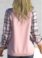 Dusty Pink Tartan Print Long Sleeve Sweatshirt | thumb picture 