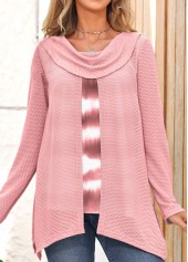 Pink Ombre Long Sleeve Faux Two Piece Sweatshirt | thumb picture 