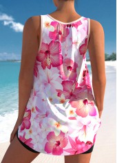 Floral Print Wide Strap Pink Tankini Top-No Bottom | picture 2