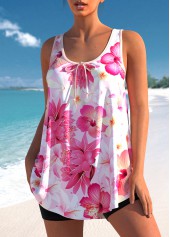 Floral Print Wide Strap Pink Tankini Top-No Bottom | picture 3