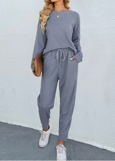 Dusty Blue Top and Drawstring Closure Ankle Length Pants     2nd 10%, 3rd 20%, 4th 40%