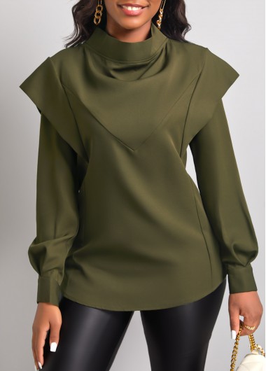  Modlily-Women's Clothing > Tops > Blouses&Shirts-COLOR-Olive Green